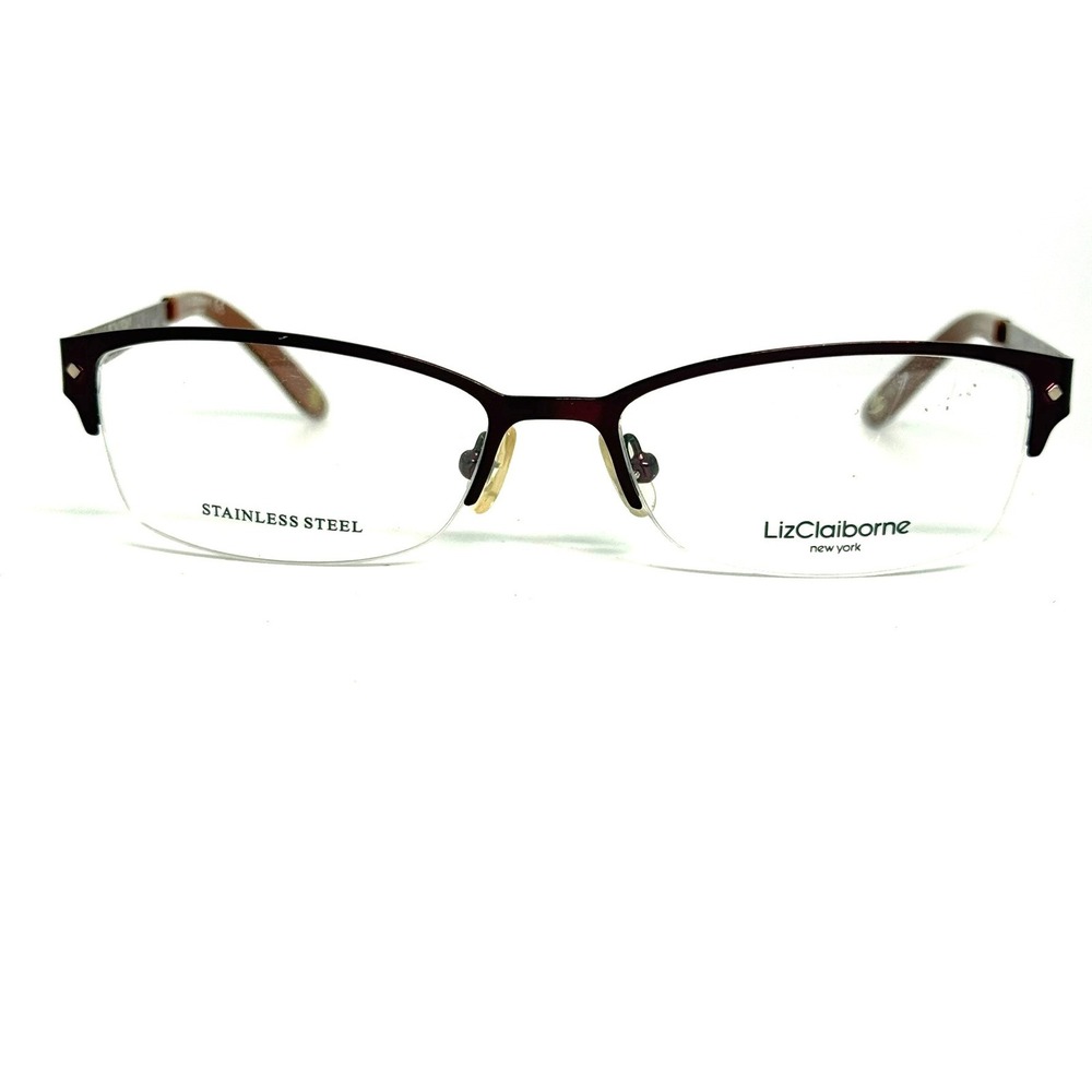 Liz Claiborne L377 0Y76 Burgundy Stainless Steel Semi Rimless Eyeglass 51-16-130